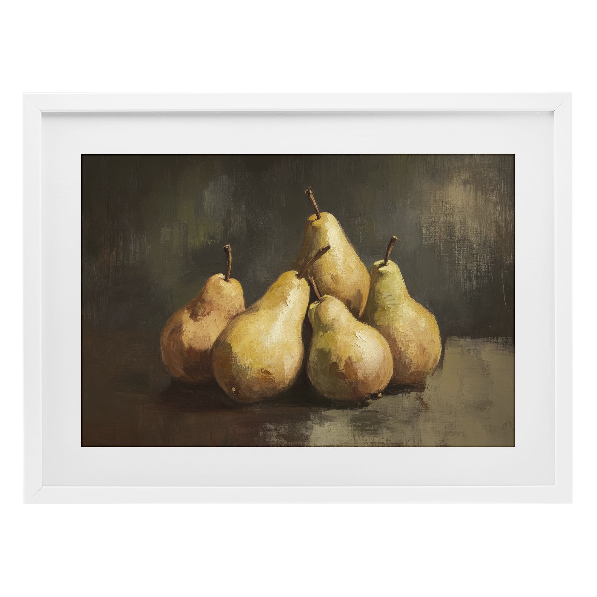 Stupell Industries Golden Pears Still Life White Framed Print Under Glass, design by Petal Prints Design