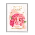 thumbnail image 1 of Stupell Industries Golden Perfume Bottle Glam Pink Floral Bloom Grey Framed, 11 x 14, Design by Annie Warren, 1 of 7