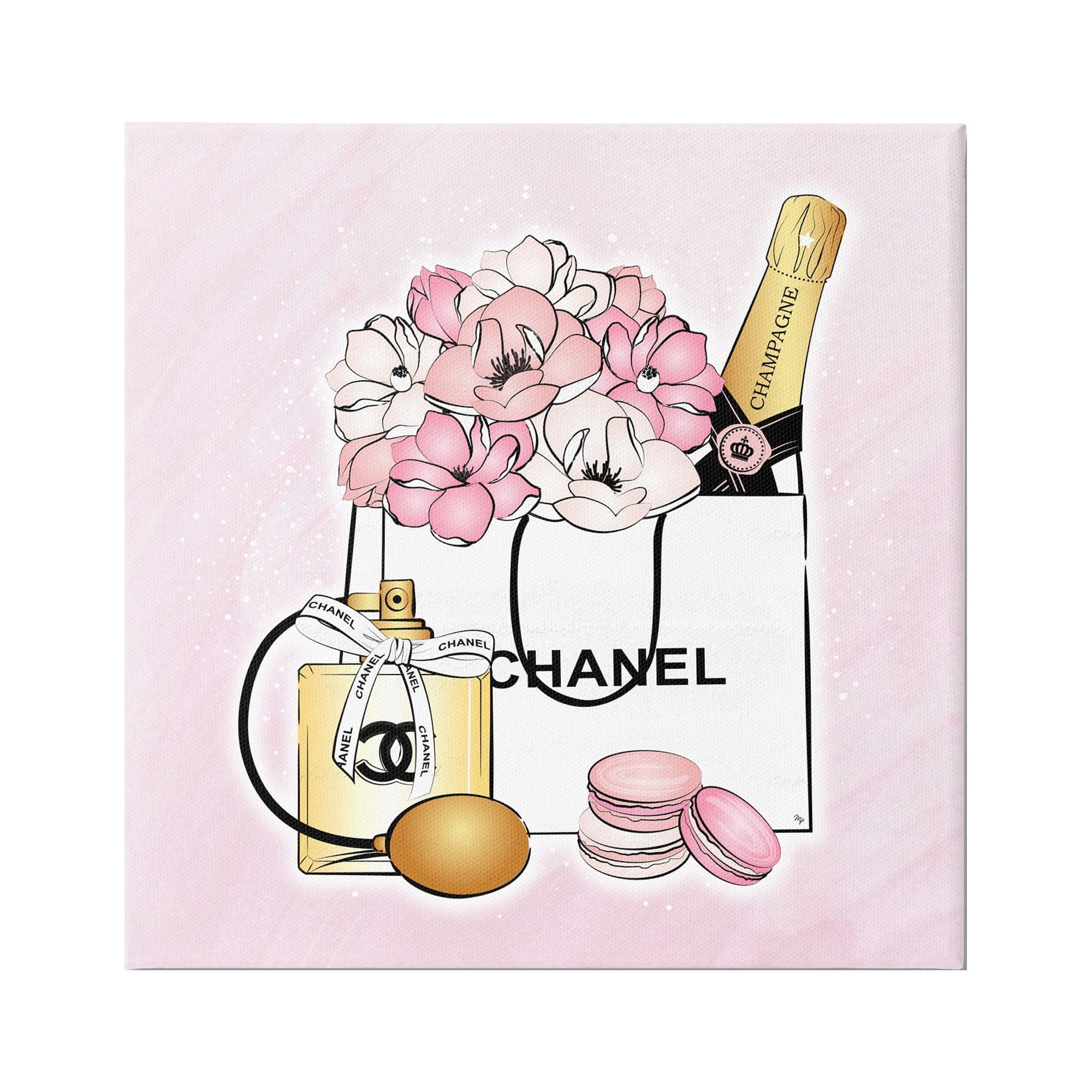 Stupell Industries Golden Perfume Flowered Fashion Shopping Bag Confectionary Macaroons ,30 x 30, Design by Martina Pavlova