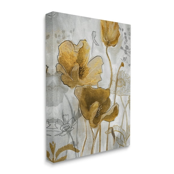Stupell Industries Golden Poppy Field Abstract Floral Illustration Canvas Wall Art, 16 x 20, Design by Studio W