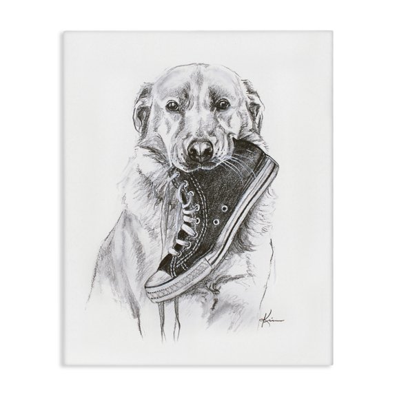 Stupell Industries Golden Retriever Biting Sneaker Canvas Wall Art design by Lindsay Kivi Fine Art, 40 x 30