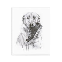 Stupell Industries Golden Retriever Biting Sneaker Wall Plaque Art design by Lindsay Kivi Fine Art, 14 x 11