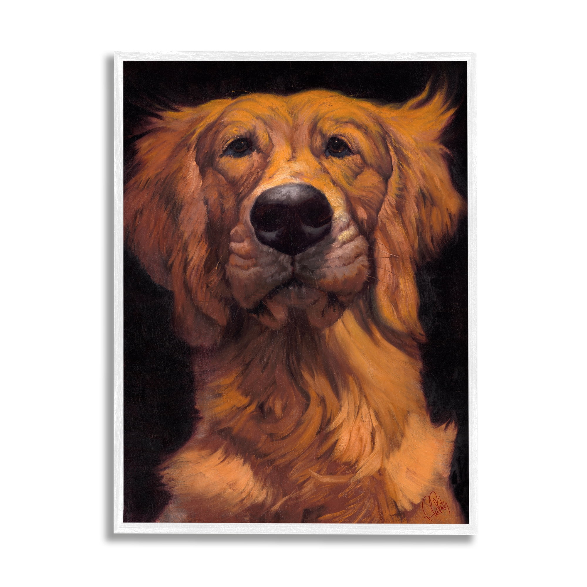 Stupell Industries Golden Retriever Pet Dog Portrait Bold Animal Painting, 11 x 14, Design by Thomas Fluharty