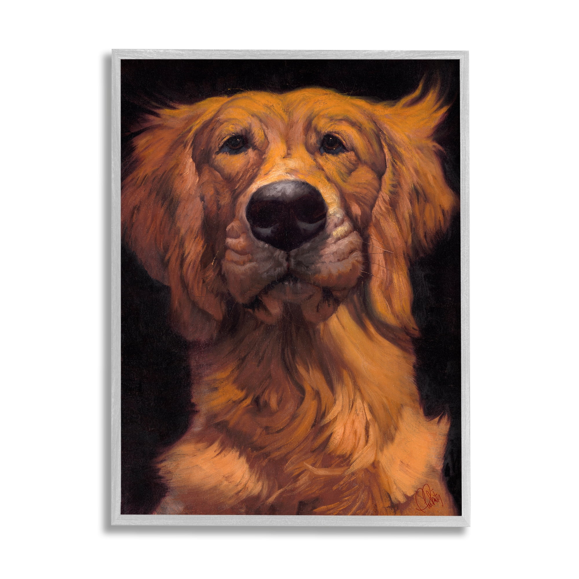 Stupell Industries Golden Retriever Pet Dog Portrait Bold Animal Painting, 24 x 30, Design by Thomas Fluharty