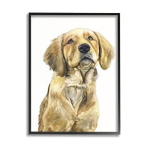 Stupell Industries Golden Retriever Puppy Portrait Soft Yellow Dog Black Framed, 11 x 14, Design by George Dyachenko