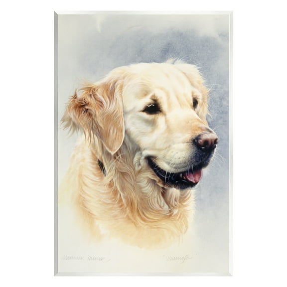 Stupell Industries Golden Retriever Smiling Portrait Animals & Insects Painting Unframed Art Print Wall Art