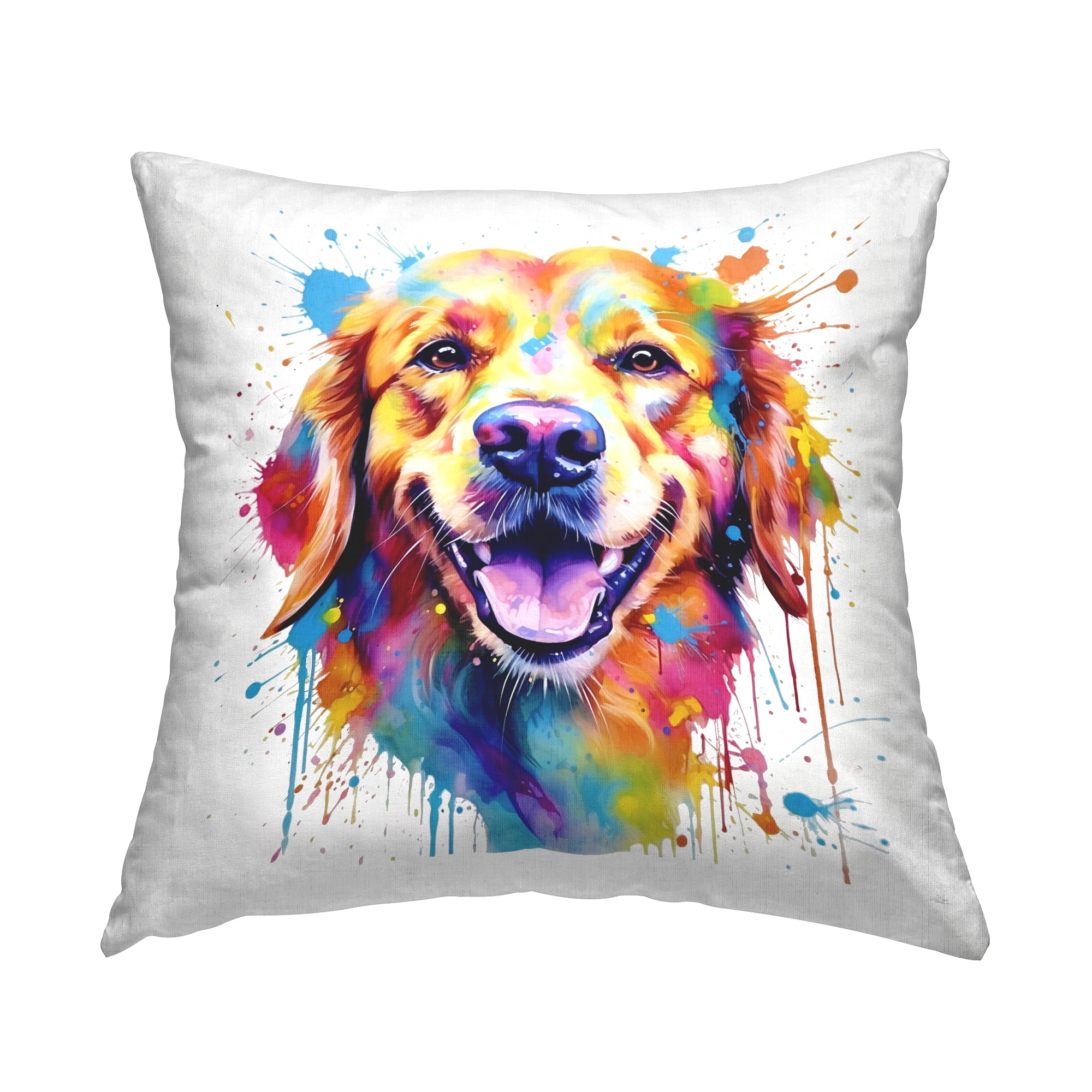 Stupell Industries Golden Retriever Splash Decorative Printed Throw Pillow, 18 x 18