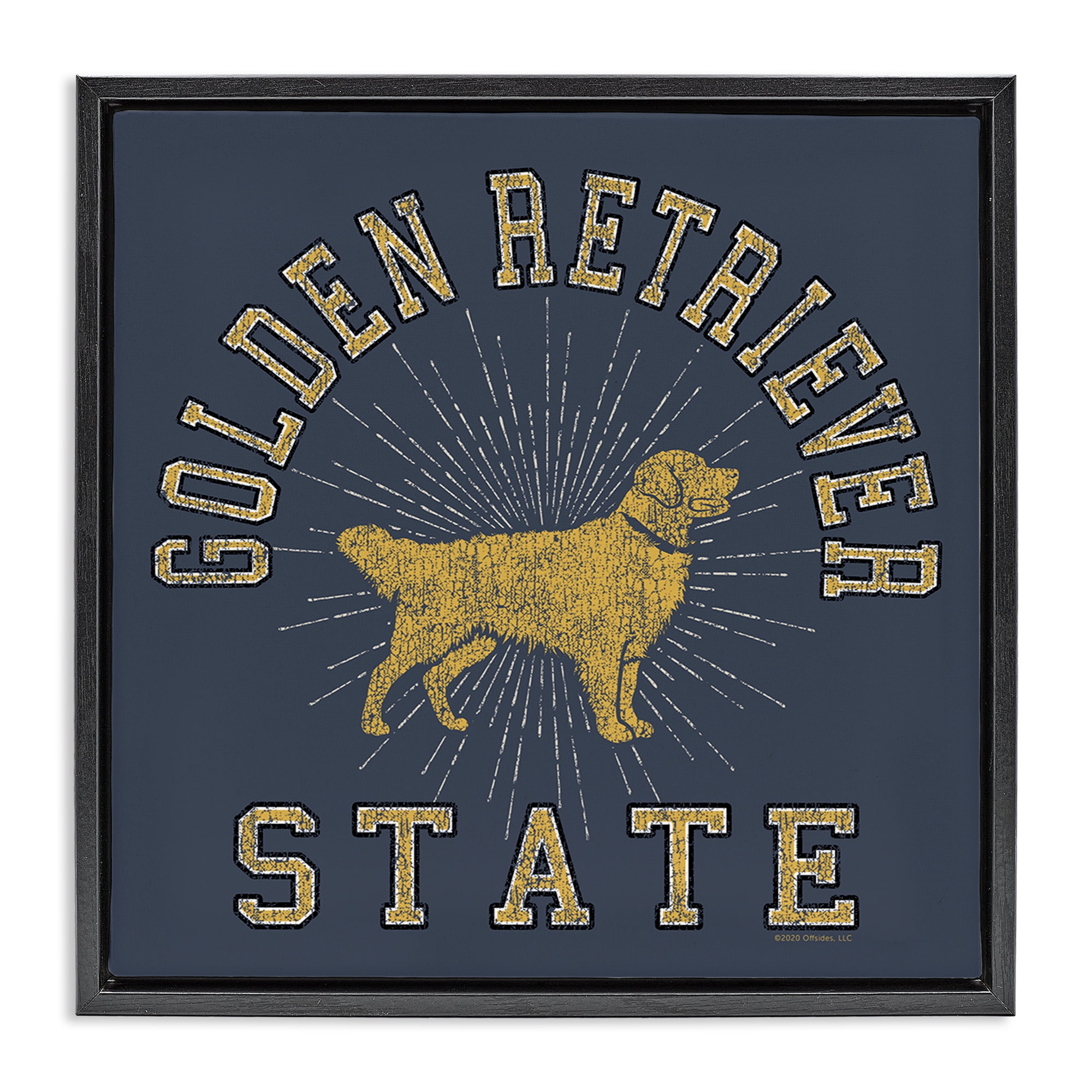 Stupell Industries Golden Retriever State Novelty & Humor Painting Black Floater Framed Canvas Art Print Wall Art, 18 x 18