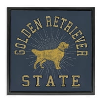 Stupell Industries Golden Retriever State Novelty & Humor Painting Black Floater Framed Canvas Art Print Wall Art, 18 x 18