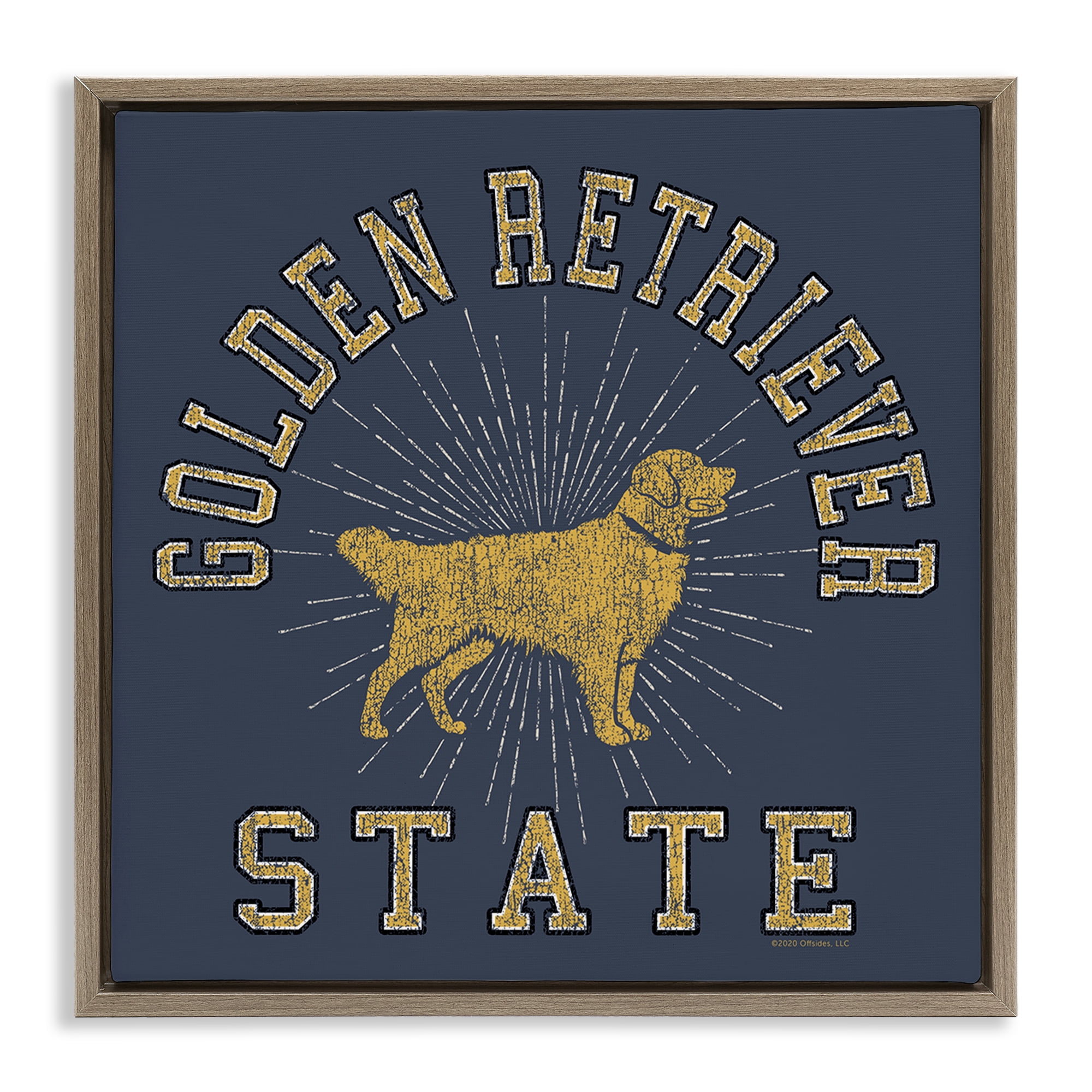 Stupell Industries Golden Retriever State Novelty & Humor Painting Brown Floater Framed Canvas Art Print Wall Art, 18 x 18