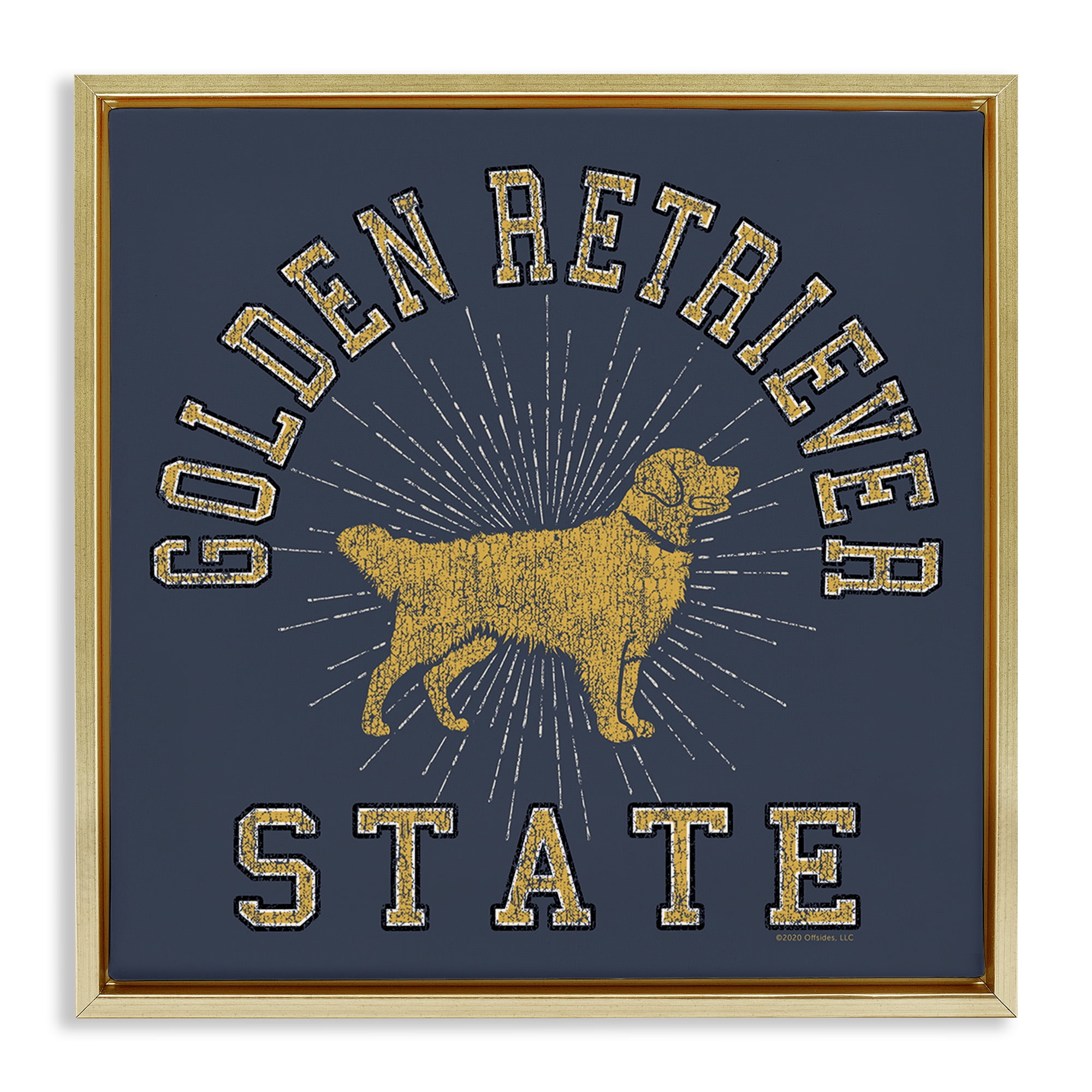 Stupell Industries Golden Retriever State Novelty & Humor Painting Gold Floater Framed Canvas Art Print Wall Art, 25 x 25