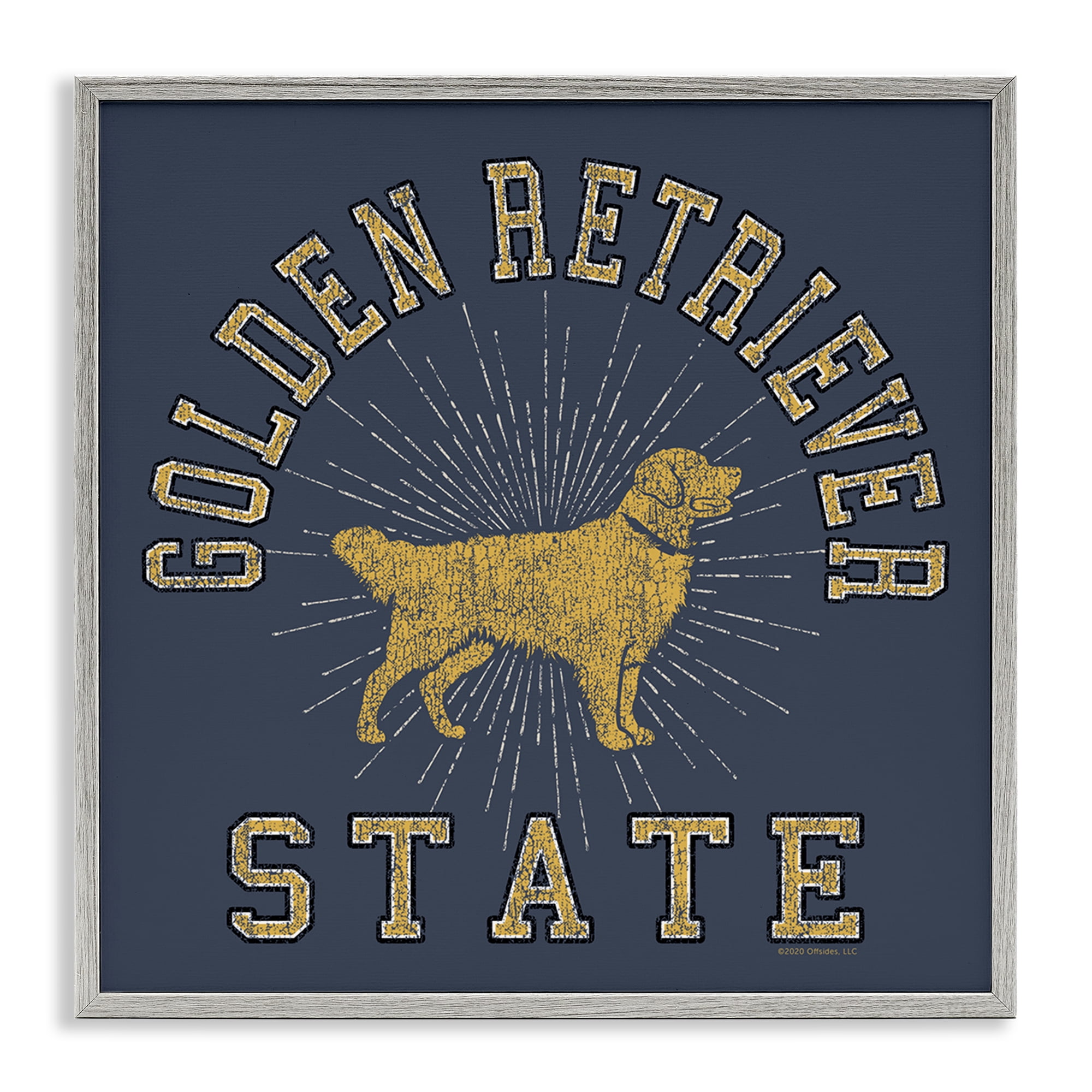 Stupell Industries Golden Retriever State Novelty & Humor Painting Gray Framed Art Print Wall Art, 24 x 24