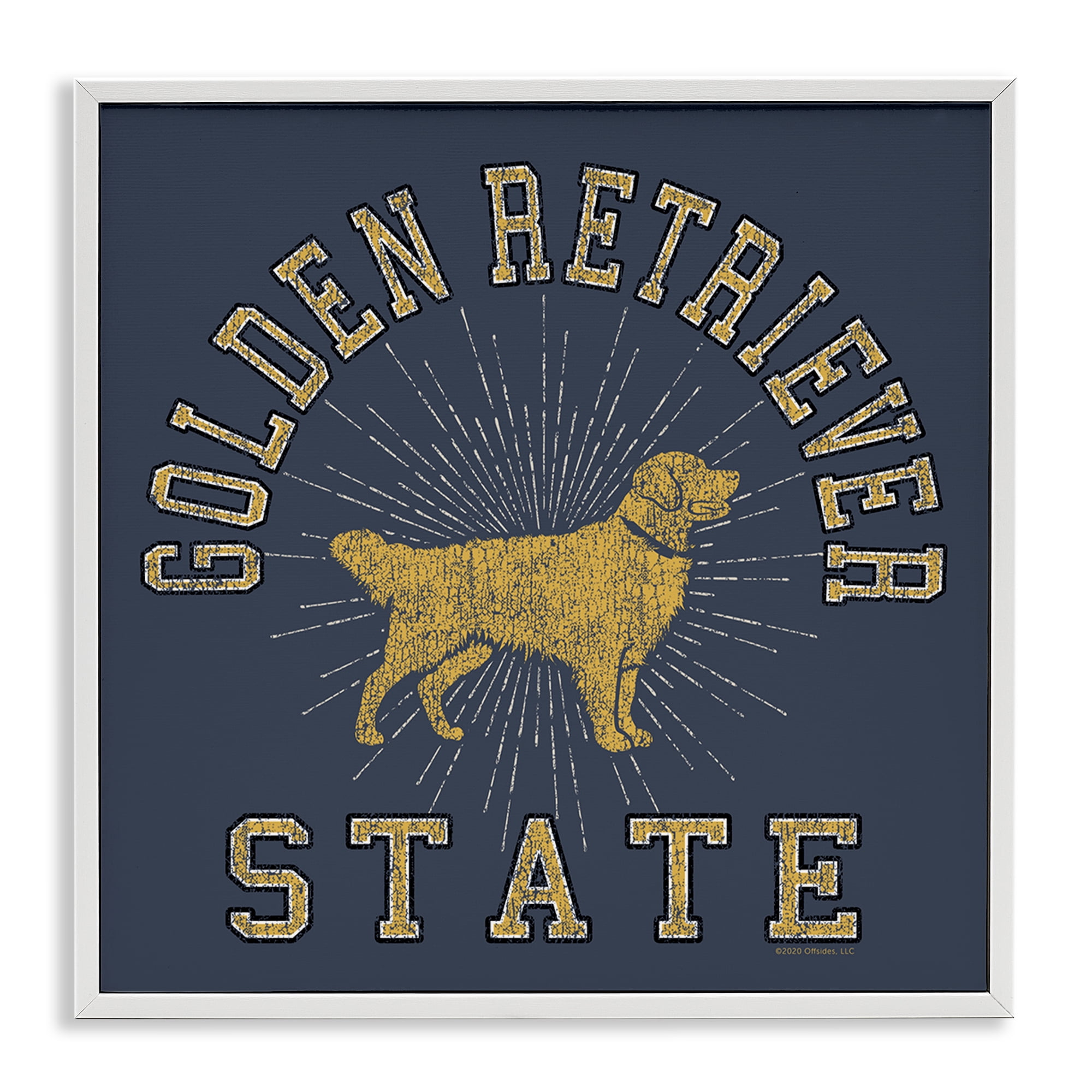 Stupell Industries Golden Retriever State Novelty & Humor Painting White Framed Art Print Wall Art, 24 x 24