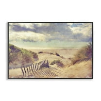 Stupell Industries Golden Sands Beach Landscape & Nature Painting Black Framed Art Print Wall Art, 18 x 12