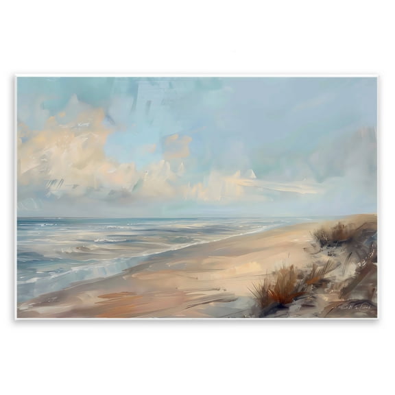 Stupell Industries Golden Sands Beach View Beach Painting Unframed Art Print Wall Art, 15 x 10