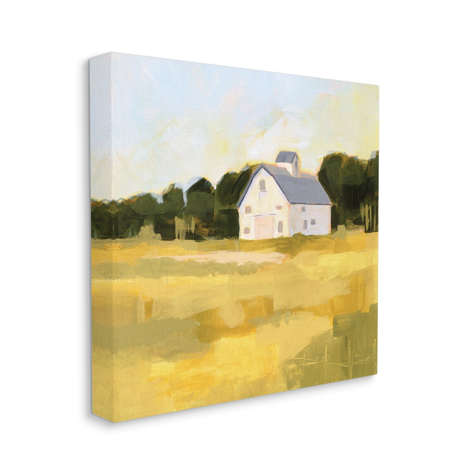 Stupell Industries Golden Sky Country Farmhouse Landscape Open Field,24 x 24,Designed by Victoria Borges