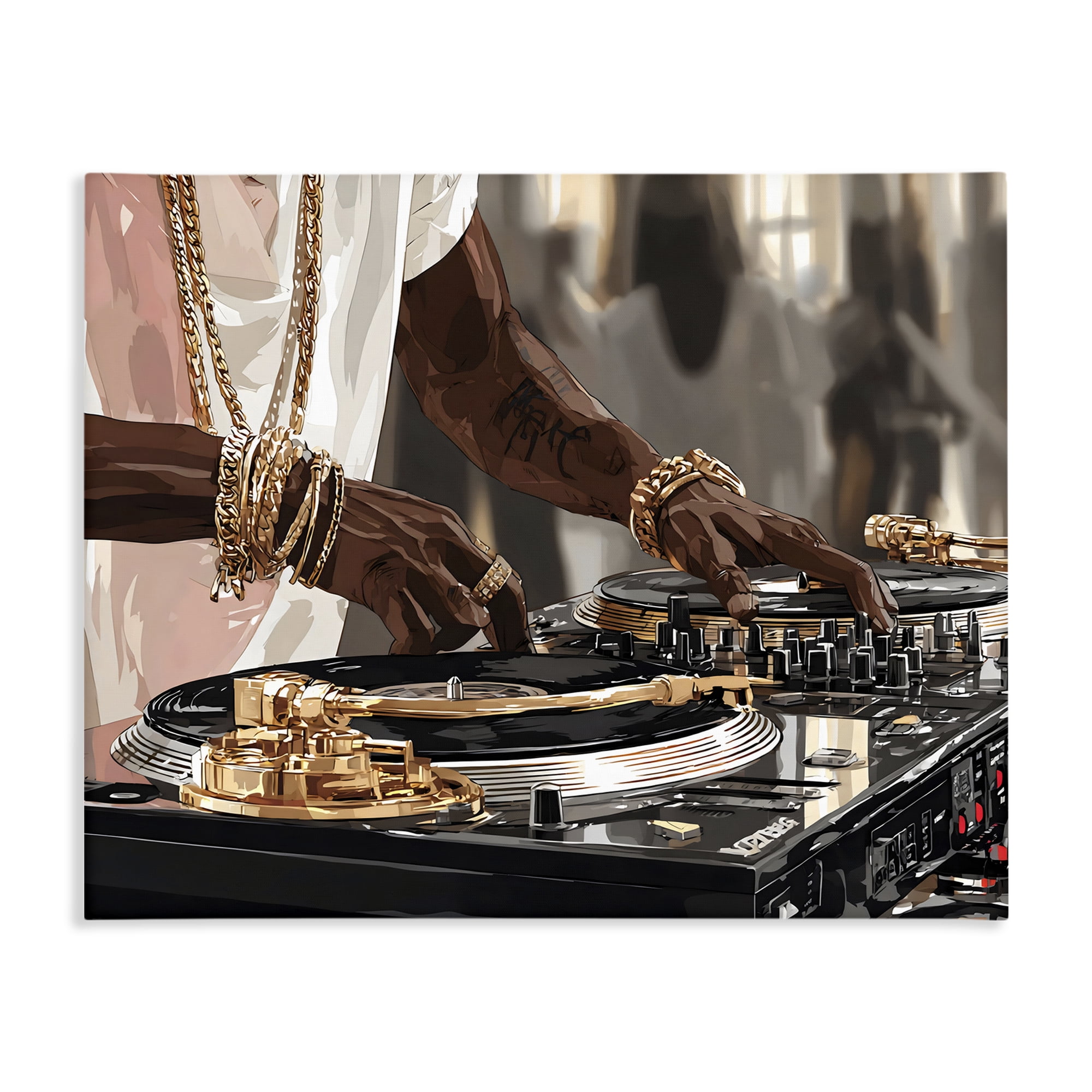 Stupell Industries Golden Sound DJ Turntables Canvas Wall Art, design by Franklyn Gregory
