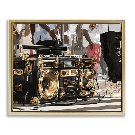 Stupell Industries Glam Golden Stereo Hip Hop Beats Gold Floating Frame Canvas Art, 31 x 25, by Franklyn Gregory