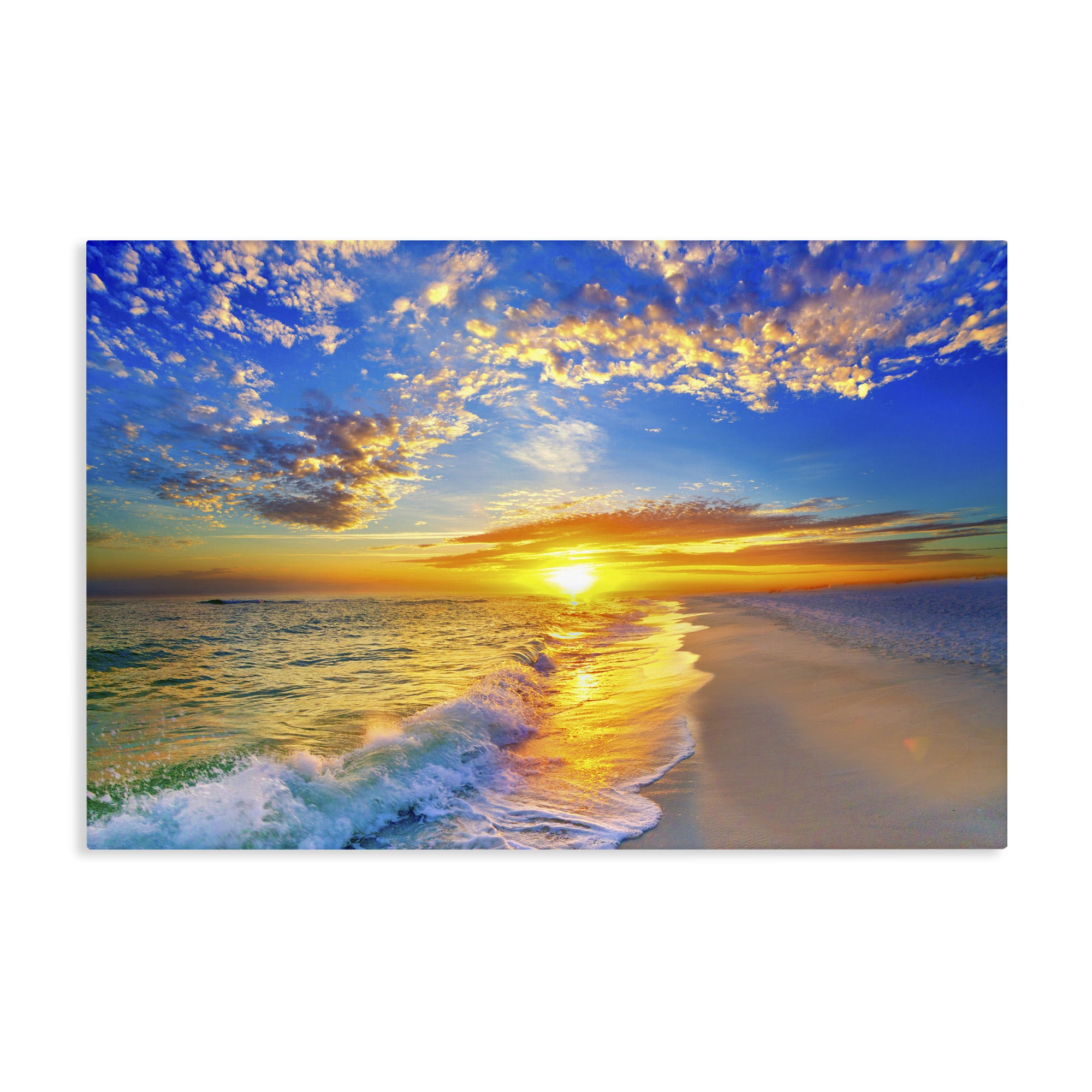 Stupell Industries Golden Sunset Beach Blue Sky Canvas Wall Art, design by Eszra Tanner