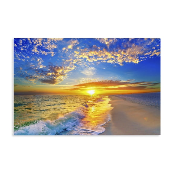 Stupell Industries Golden Sunset Beach Blue Sky Canvas Wall Art, design by Eszra Tanner