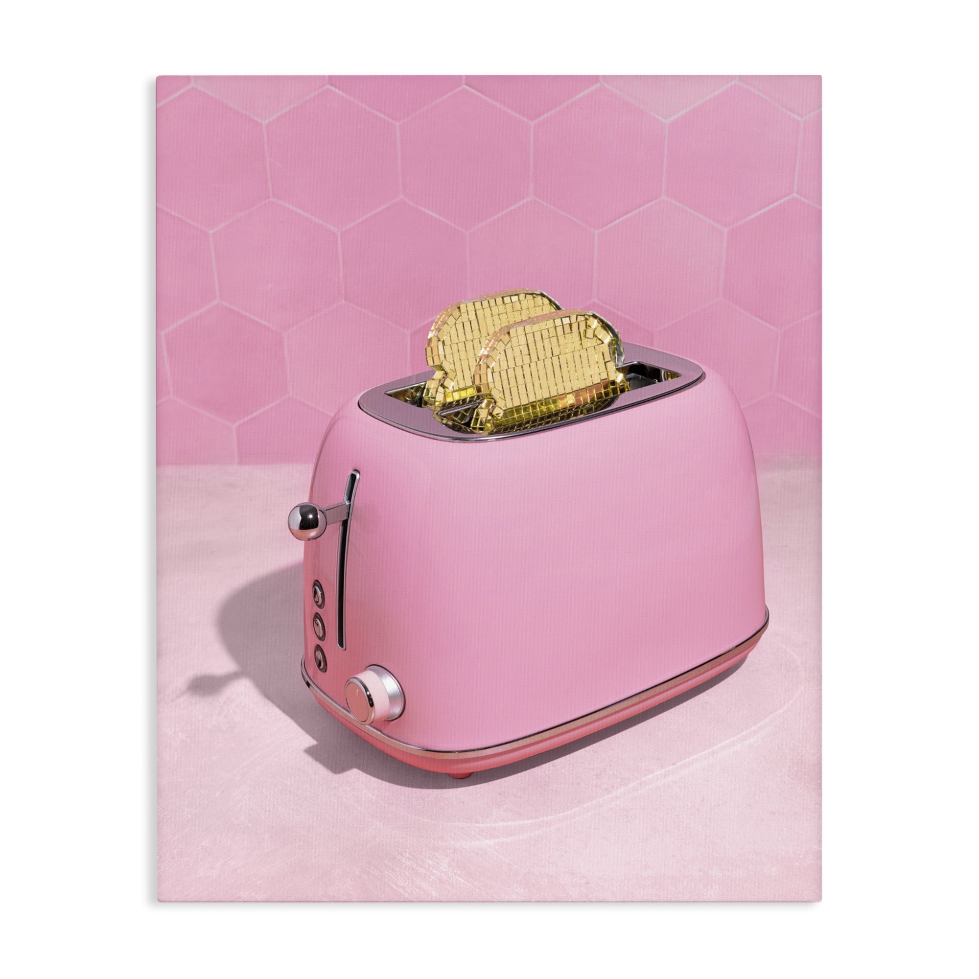 Stupell Industries Golden Toaster over Pink Canvas Wall Art, design by LISH Creative