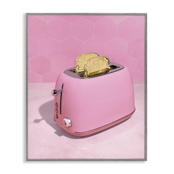 Stupell Industries Eclectic Golden Toaster over Pink Gray Framed Giclee Art, 24 x 30, by LISH Creative
