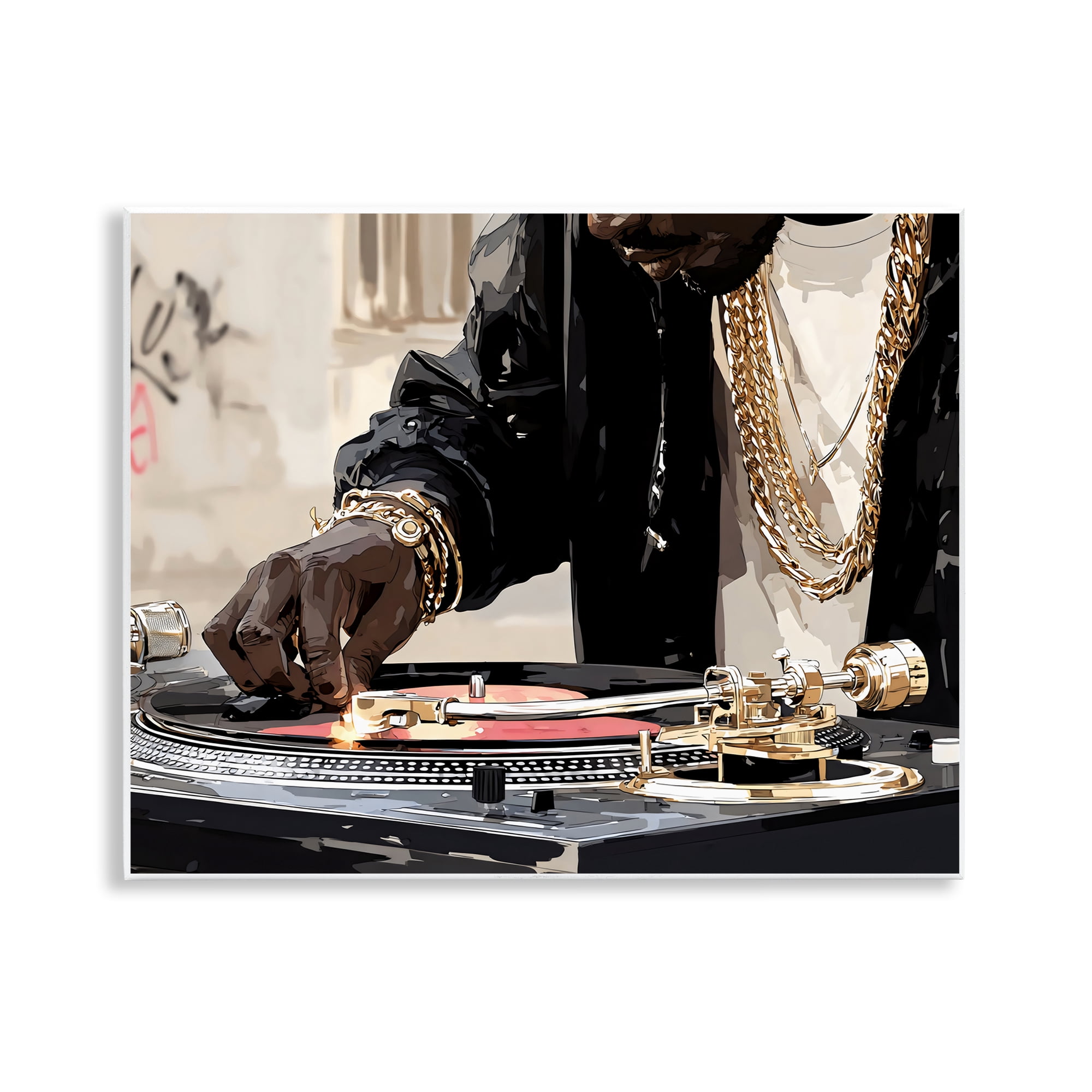 Stupell Industries Golden Touch on DJ's Turntable Wall Plaque Art, design by Franklyn Gregory