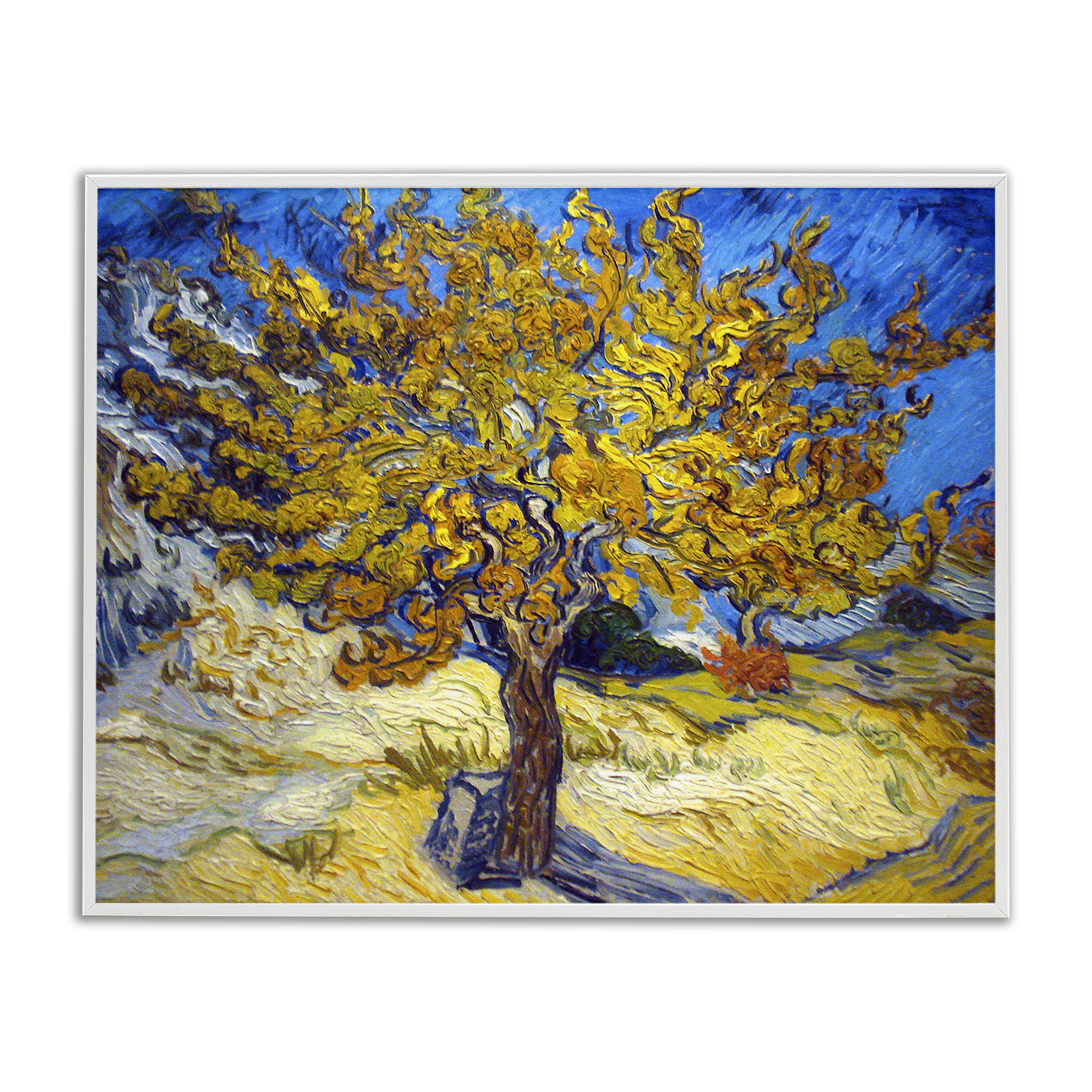 The Mulberry Tree Classical Painting White Framed Giclee Art, 14 x 11, A