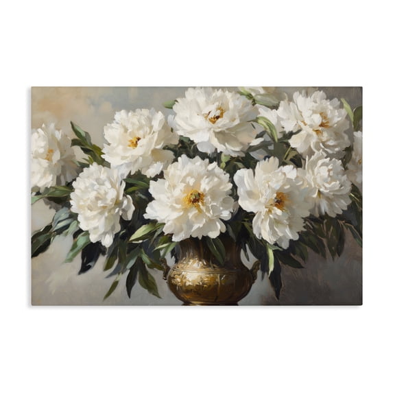 Stupell Industries French Country Golden Vase with Peonies Canvas Art, 24 x 16, by Petals Prints Design