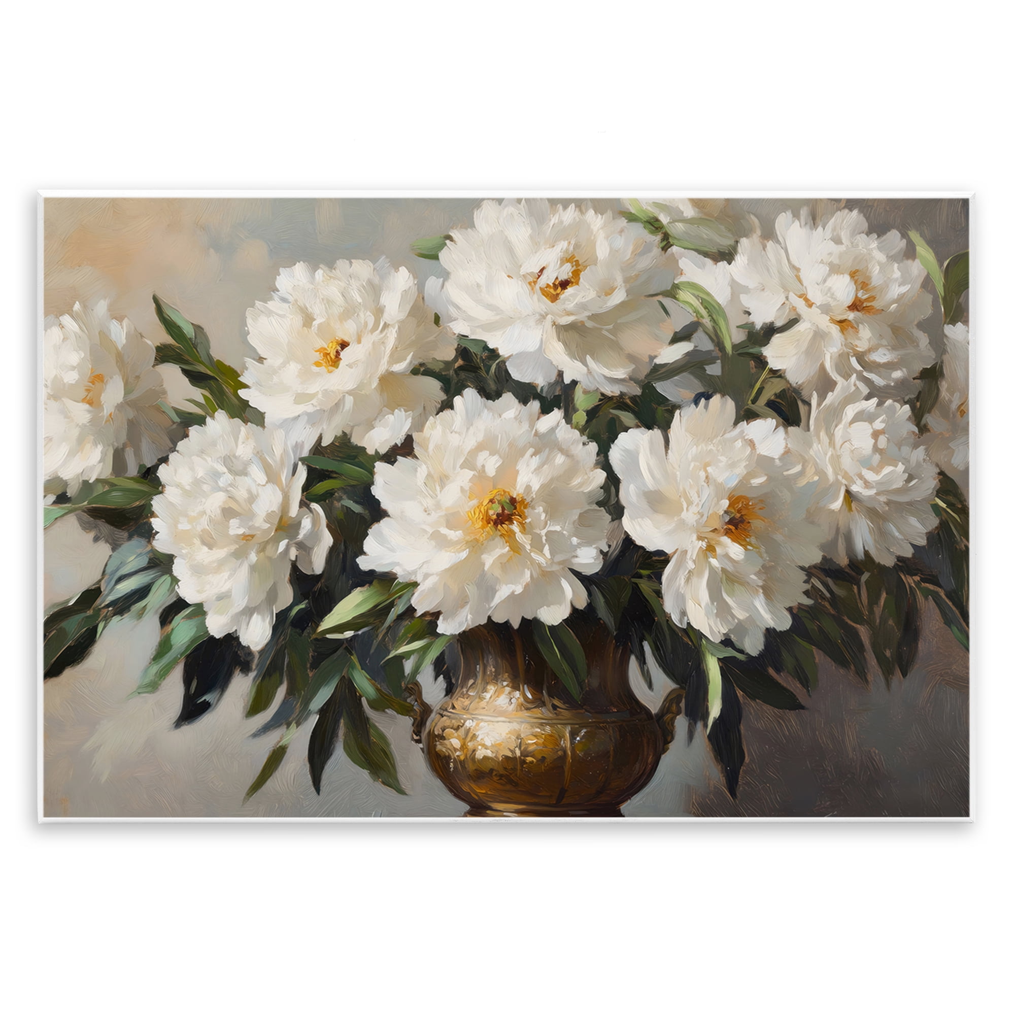 Stupell Industries Golden Vase with Peonies Wall Plaque Art, design by Petal Prints Design