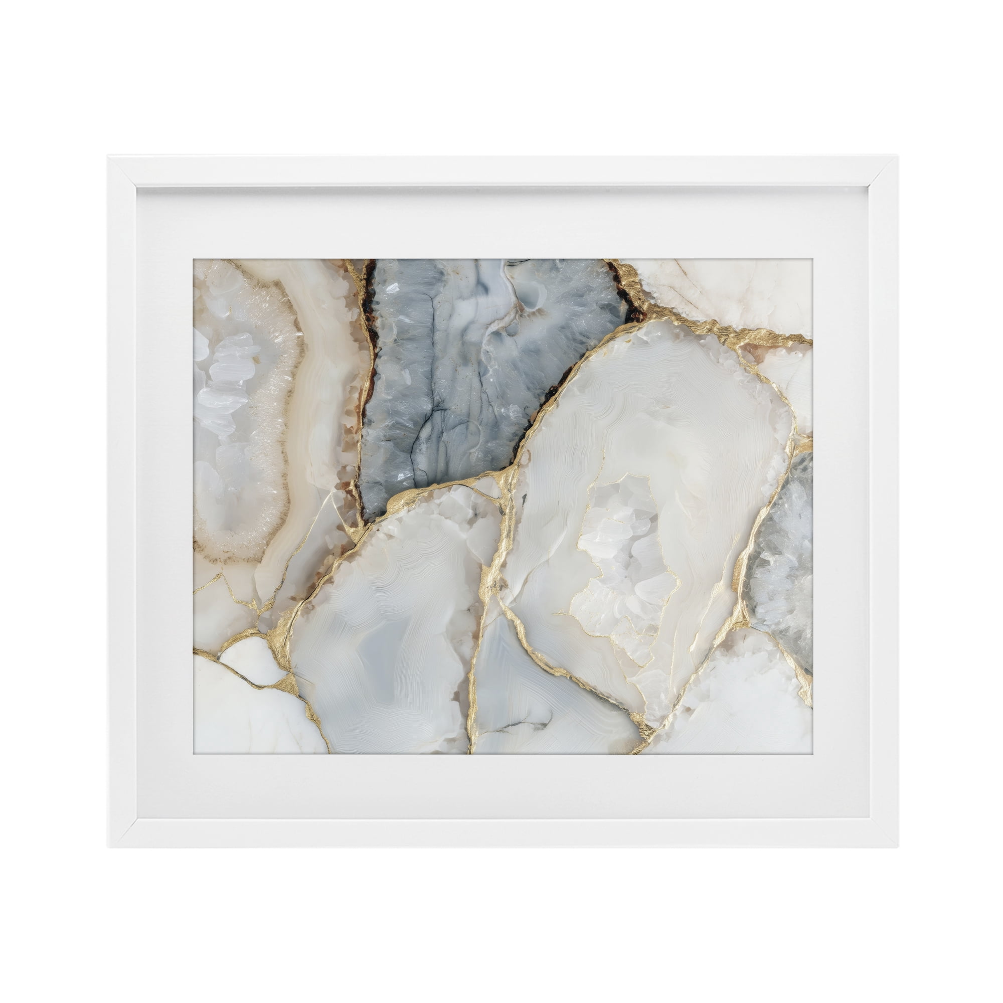 Stupell Industries Golden Vein Quartz White Framed Print Under Glass, design by Svetlana Aleynikova