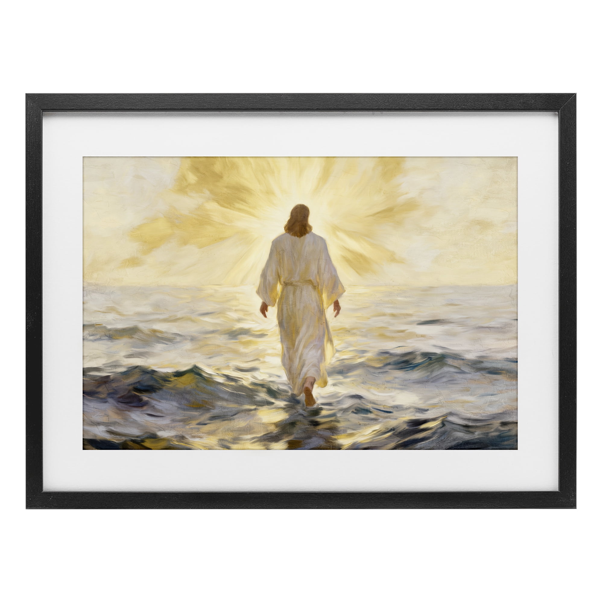 Stupell Industries Golden Walk Spiritual Figure Black Framed Print Under Glass, design by Kim Allen