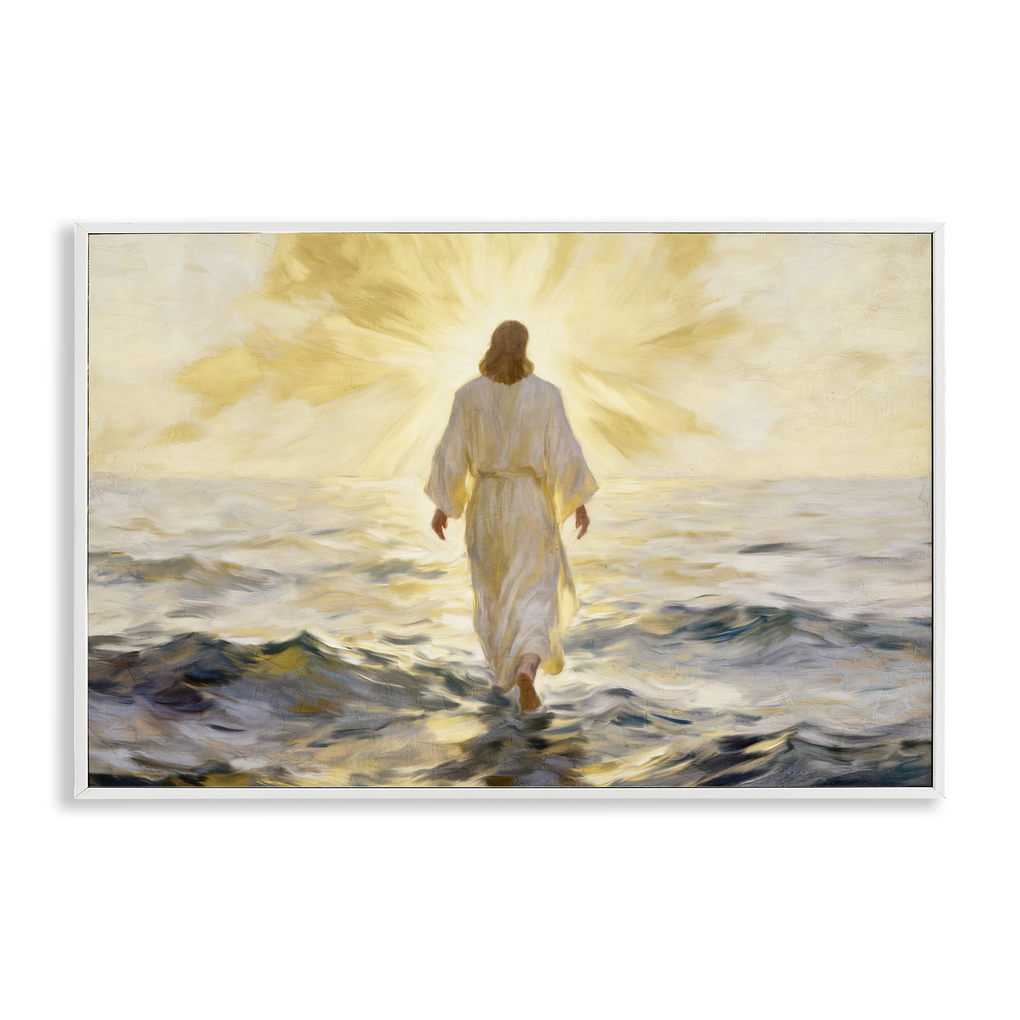 Stupell Industries Golden Walk Spiritual Figure White Framed Giclee Art, design by Kim Allen