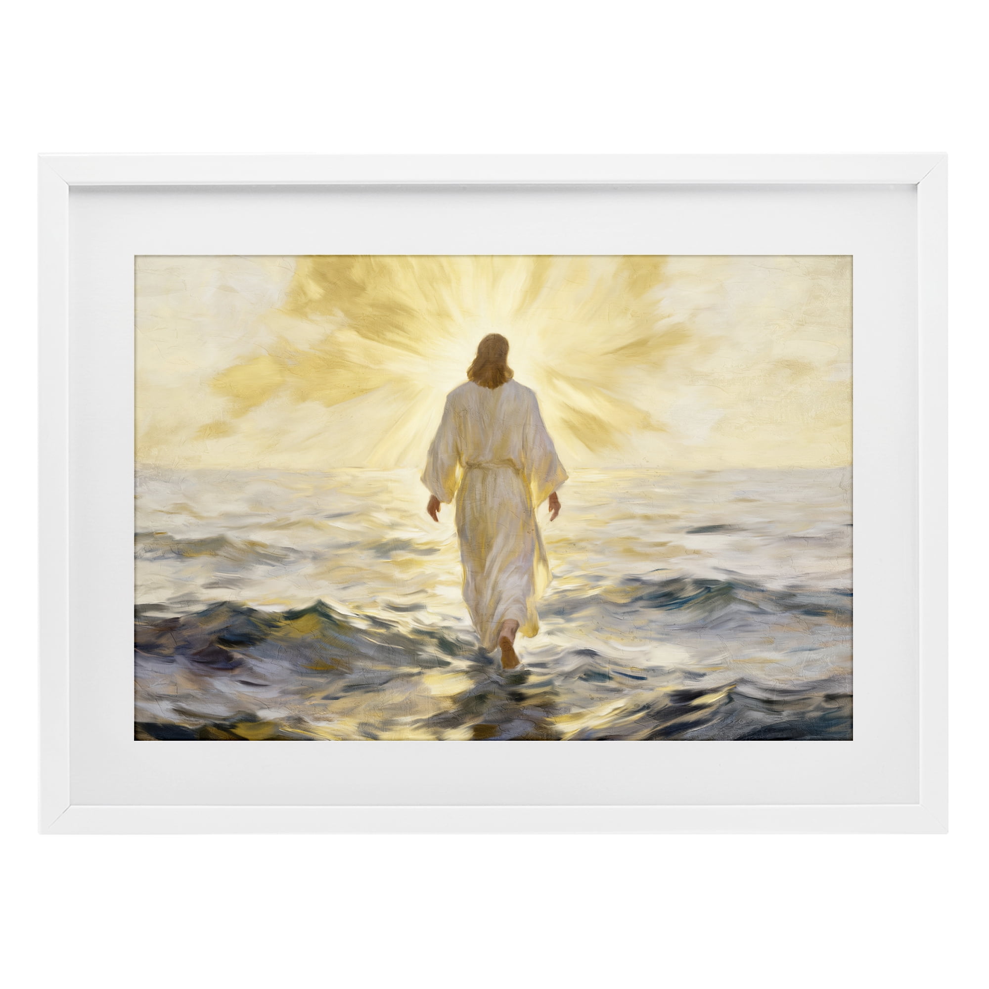 Stupell Industries Golden Walk Spiritual Figure White Framed Print Under Glass, design by Kim Allen