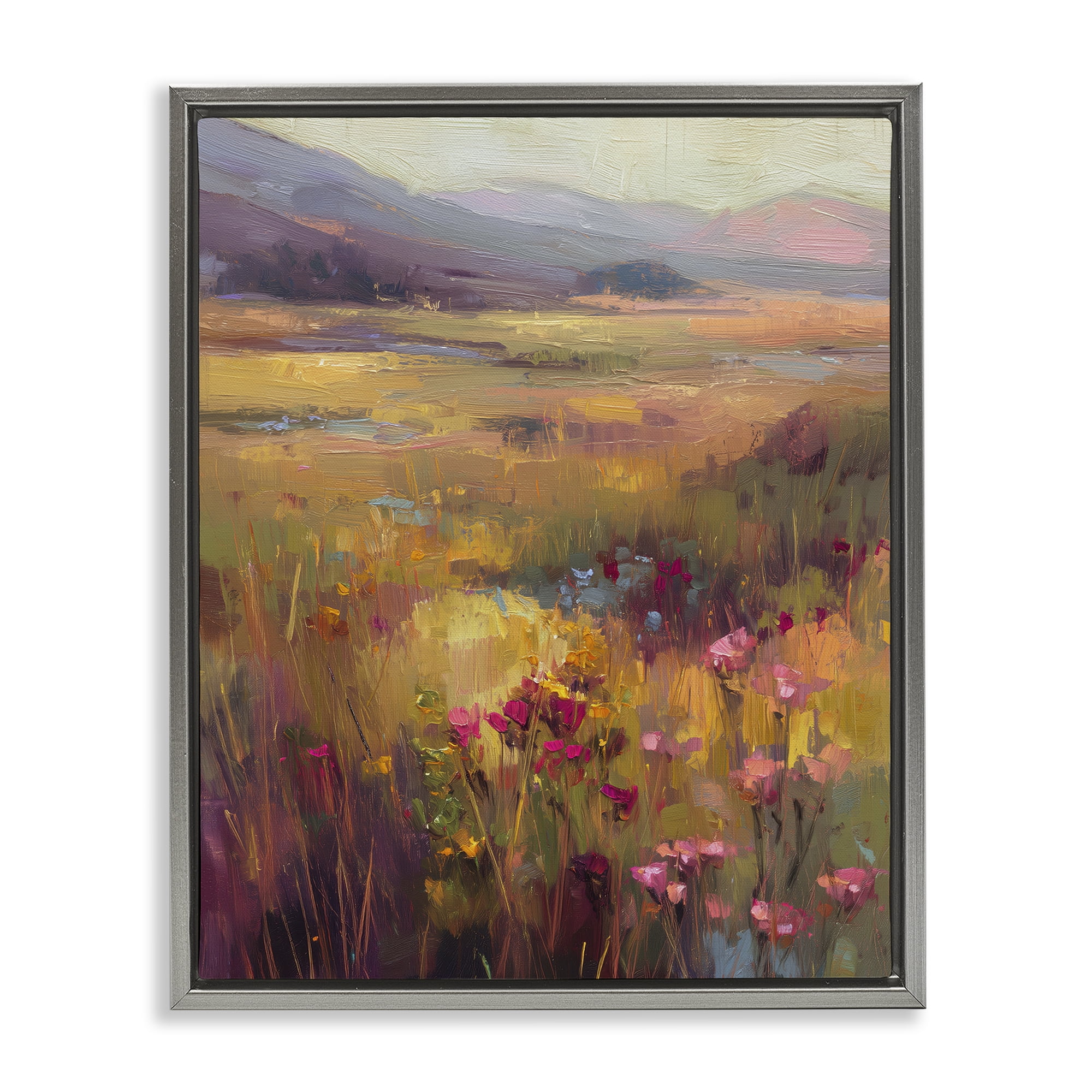 Stupell Industries Golden Waves Of Grass Gray Framed Floater Canvas Wall Art, design by Svetlana Aleynikova
