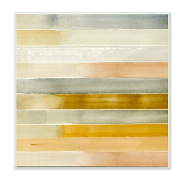 Stupell Industries Golden and Green Ombre Stripes Geometric Abstraction Wall Plaque, 12 x 12, Design by Annie Warren