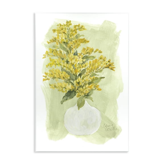 Stupell Industries Goldenrods Bloom White Vase Floral & Botanical Painting Unframed Art Print Wall Art, 10 x 15