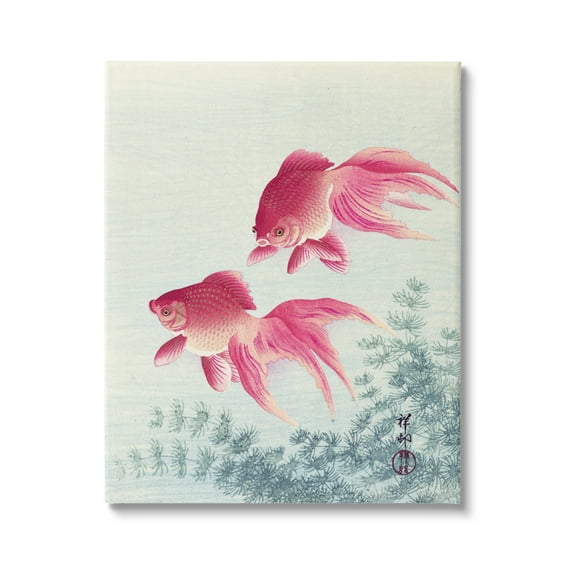 Stupell Industries Goldfish Ohara Koson Traditional Painting Fish Portrait Painting Gallery Wrapped Canvas Print Wall Art, Design by one1000paintings