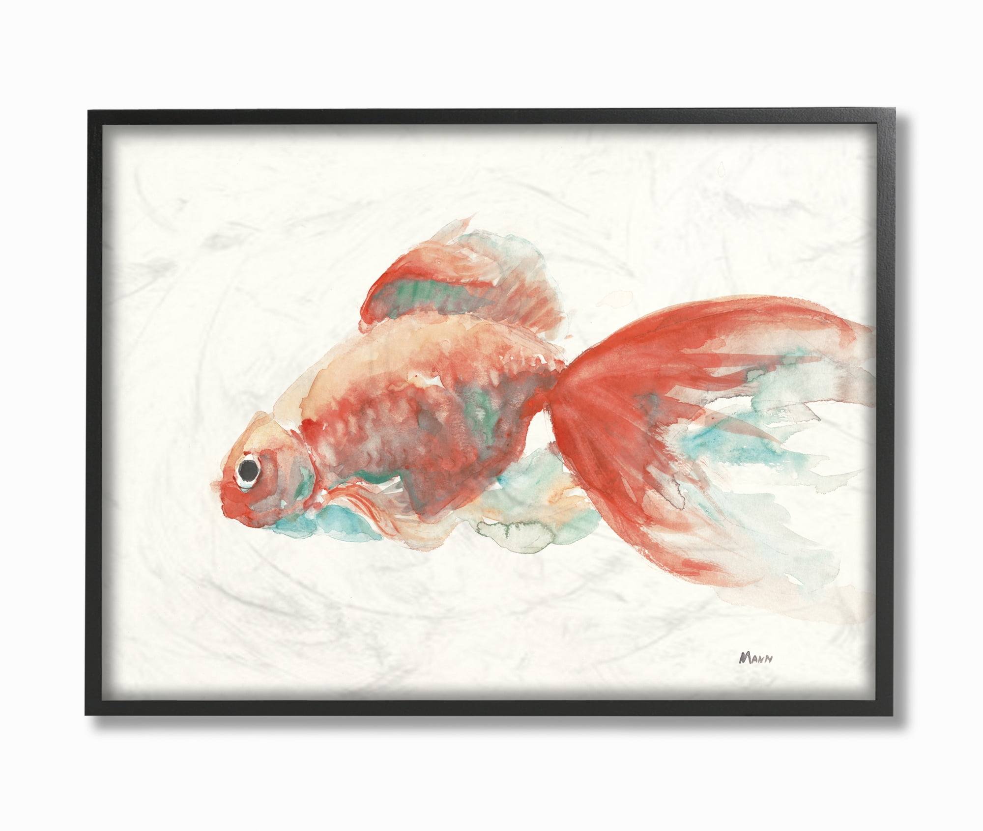 Stupell Industries Goldfish Red Green Animal Painting Framed Wall Art by Third and Wall