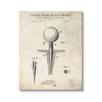 Stupell Industries Golf Ball Tee Patent Blueprint Diagram Outline Canvas Wall Art, 16 x 20, Design by Karl Hronek