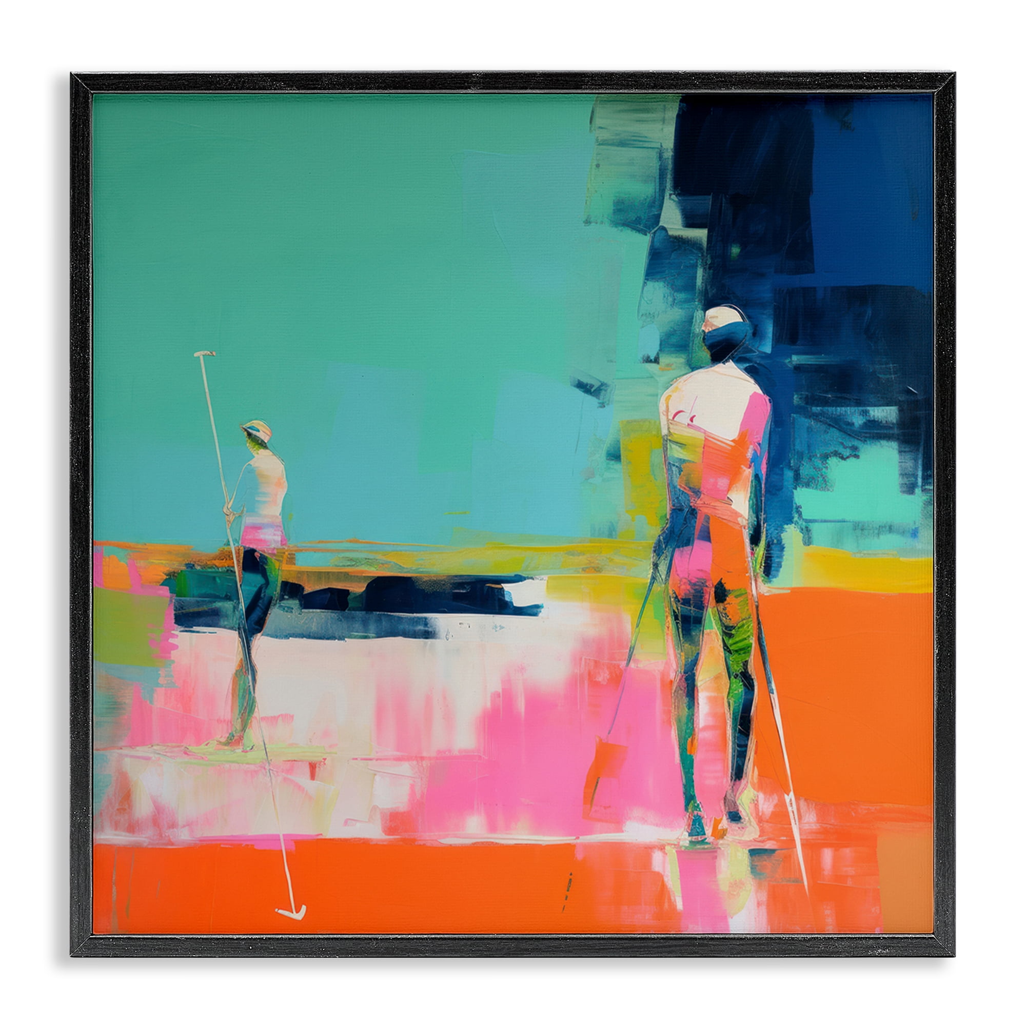 Stupell Industries Golf Course View Abstract Painting Black Framed Art Print Wall Art, 12 x 12