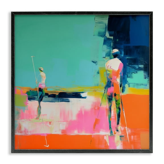 Stupell Industries Golf Course View Abstract Painting Black Framed Art Print Wall Art, 12 x 12