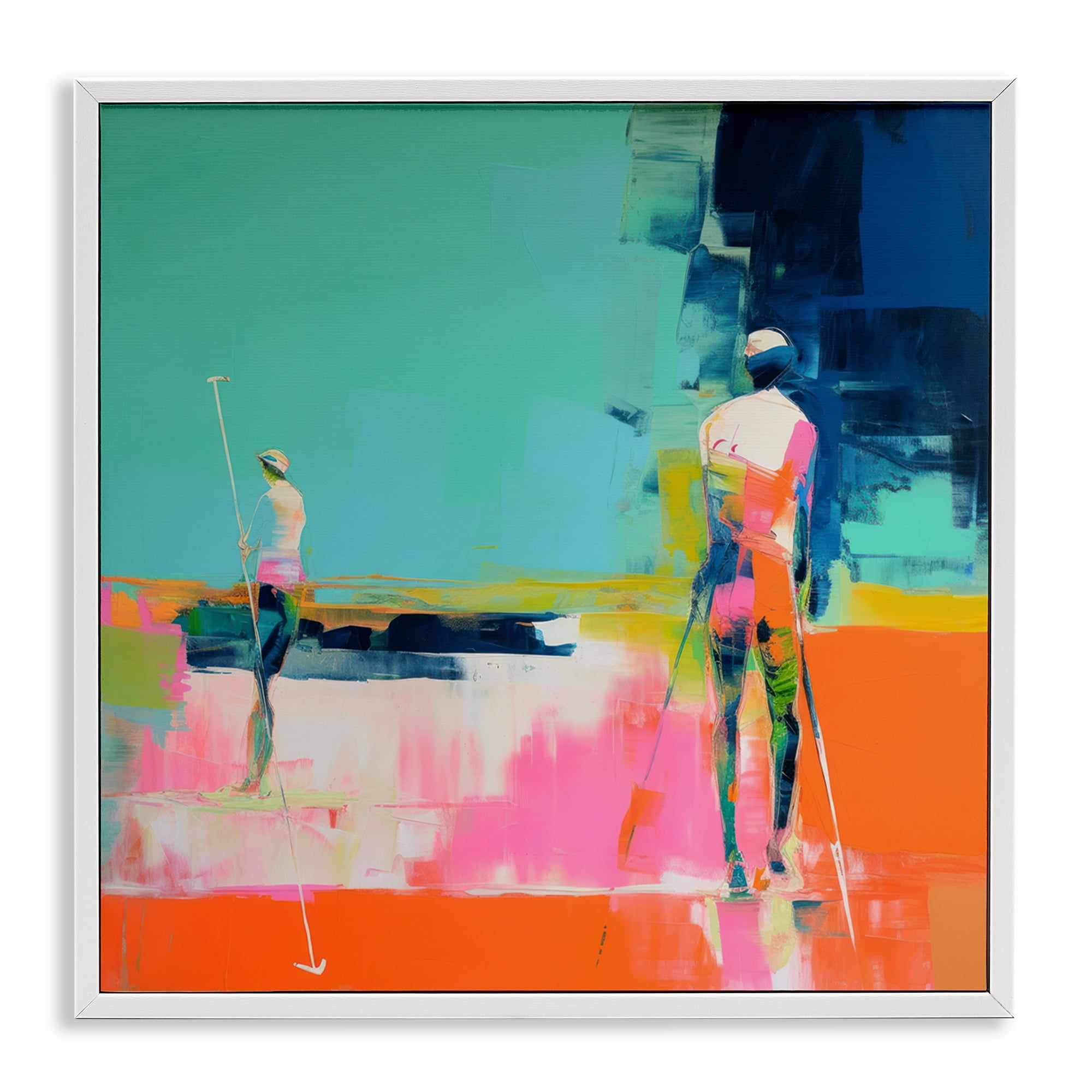 Stupell Industries Golf Course View Abstract Painting White Framed Art Print Wall Art, 12 x 12