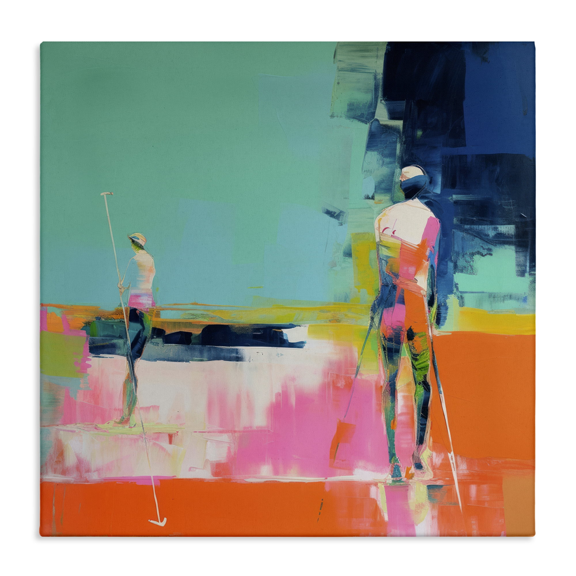 Stupell Industries Golf Course View Abstract Painting Wrapped Canvas Art Print Wall Art, 24 x 24