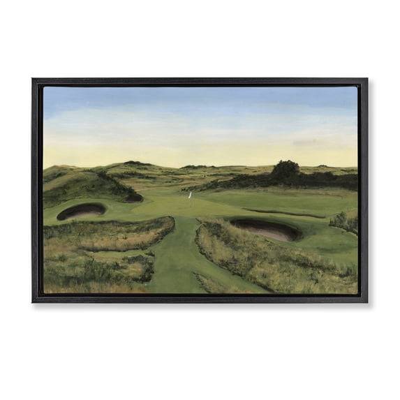 Stupell Industries Traditional Golf Field Landscape Black Floating Frame Canvas Art, 31 x 21, by Michael Willett