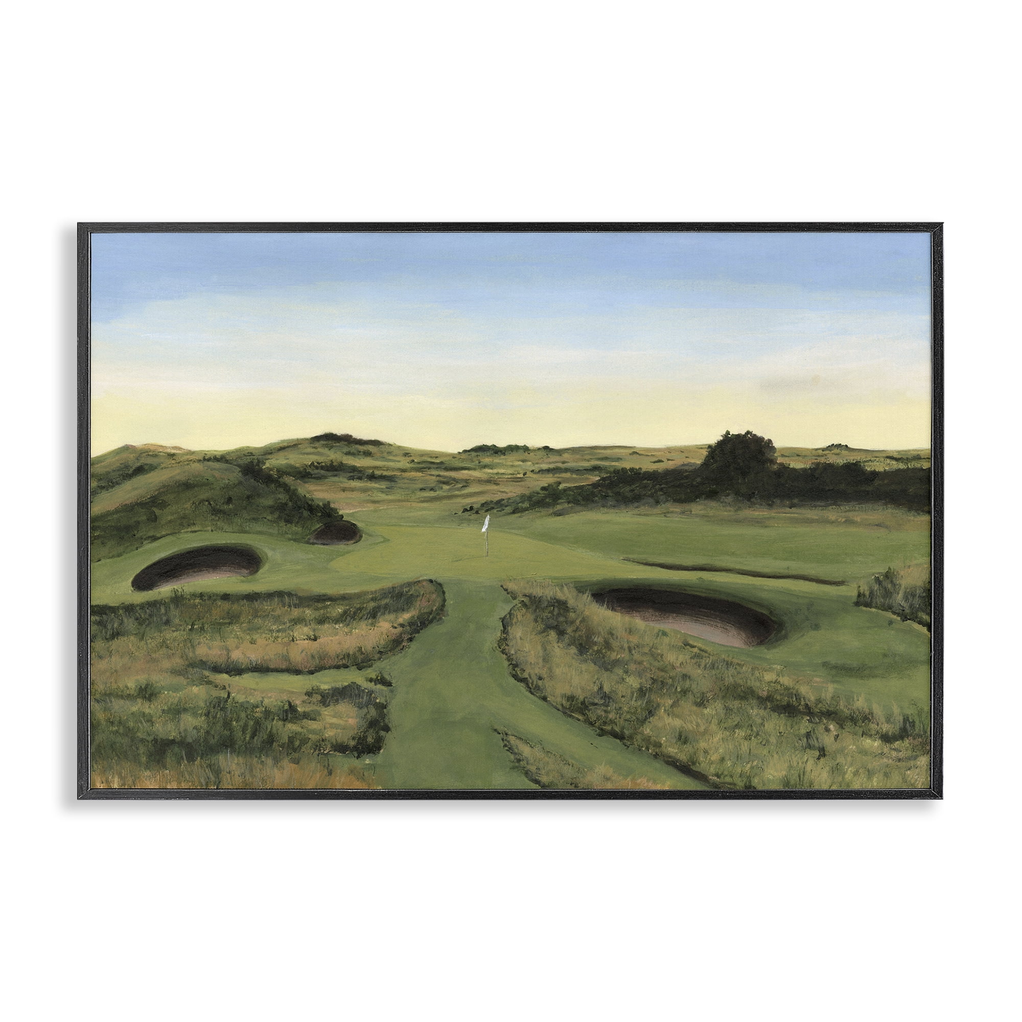 Stupell Industries Golf Field Landscape Landscape Painting Black Framed Art Print Wall Art, 18 x 12