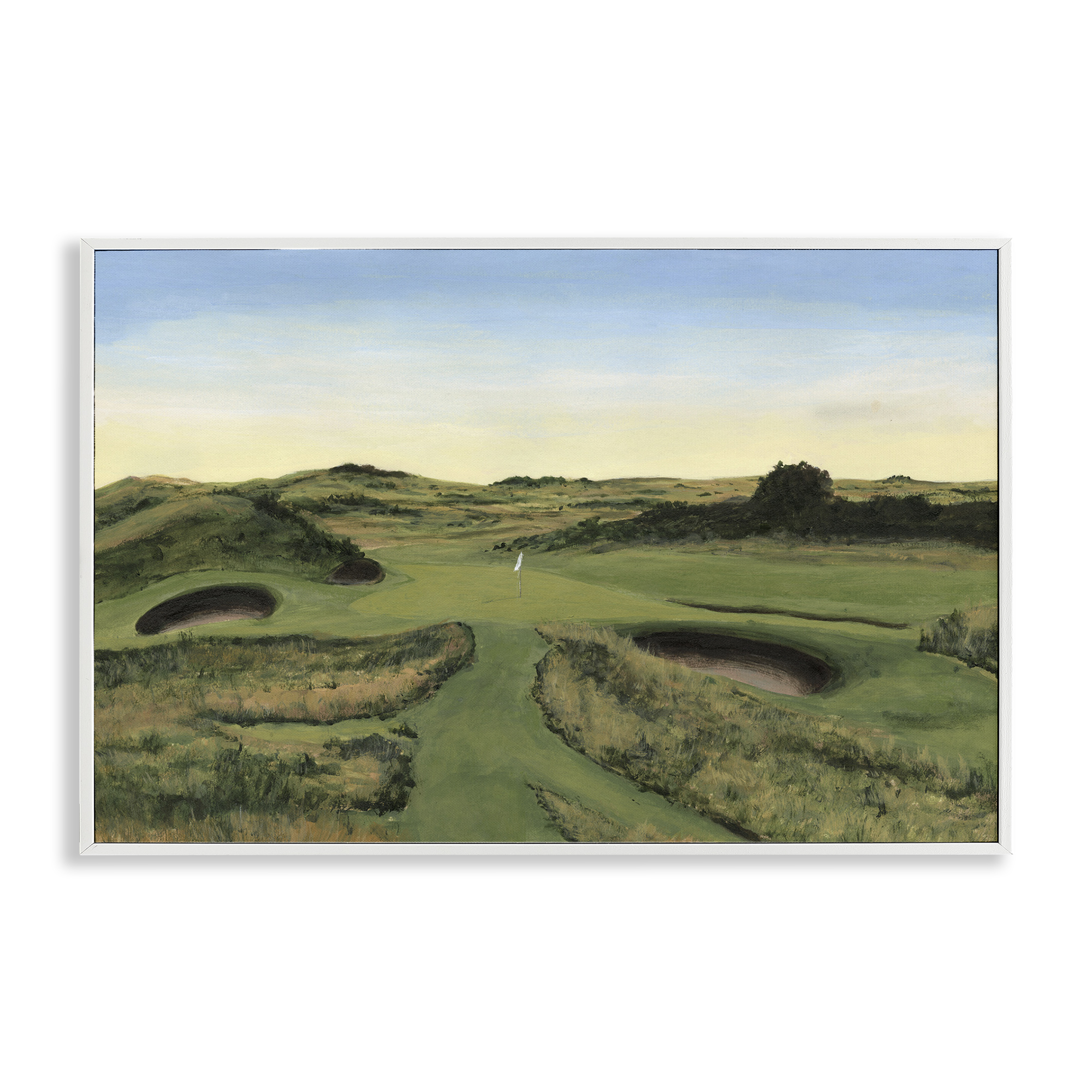 Stupell Industries Golf Field Landscape Landscape Painting White Framed Art Print Wall Art, 30 x 20
