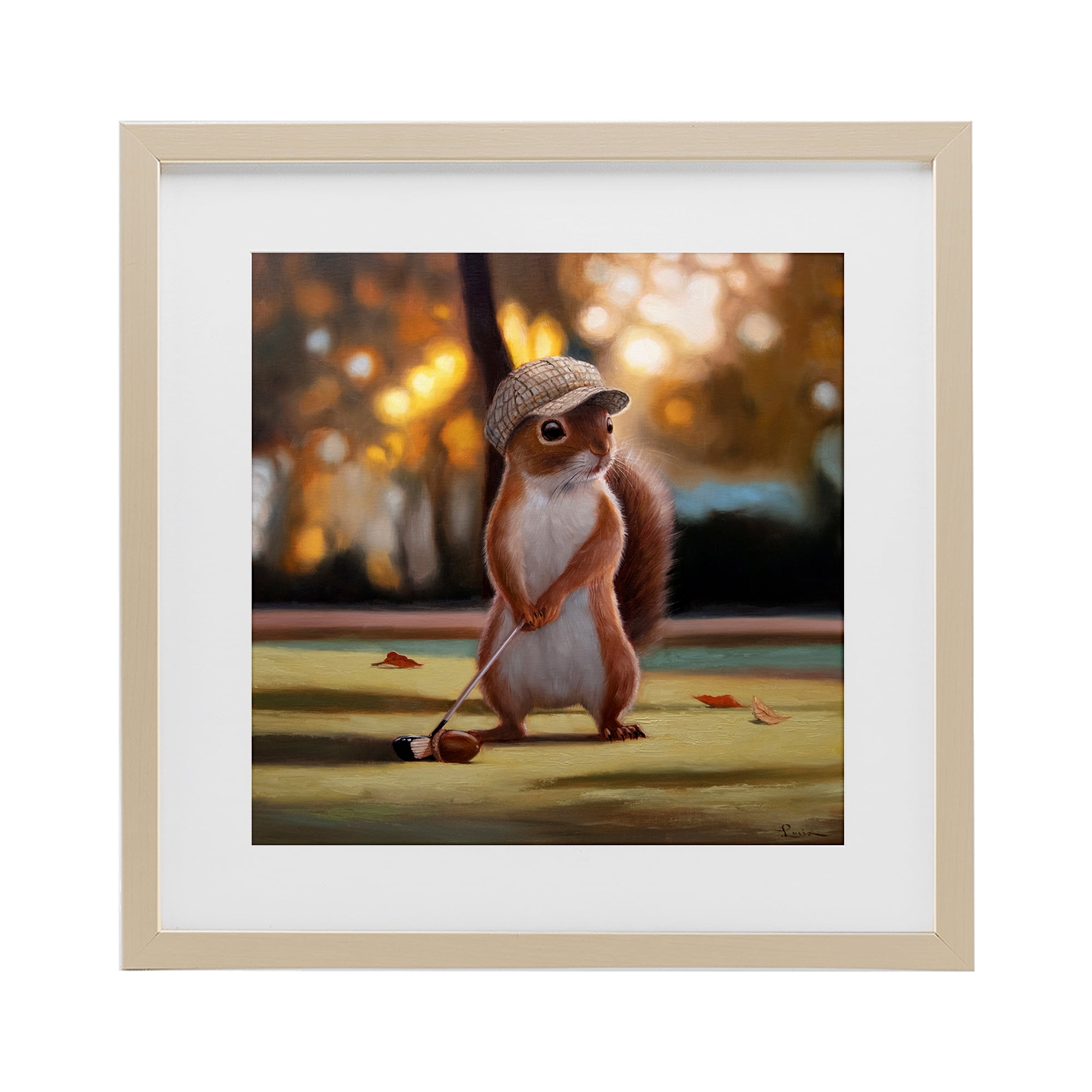 Stupell Industries Golf Nut Squirrel Birch Framed Print Under Glass, design by Lucia Heffernan
