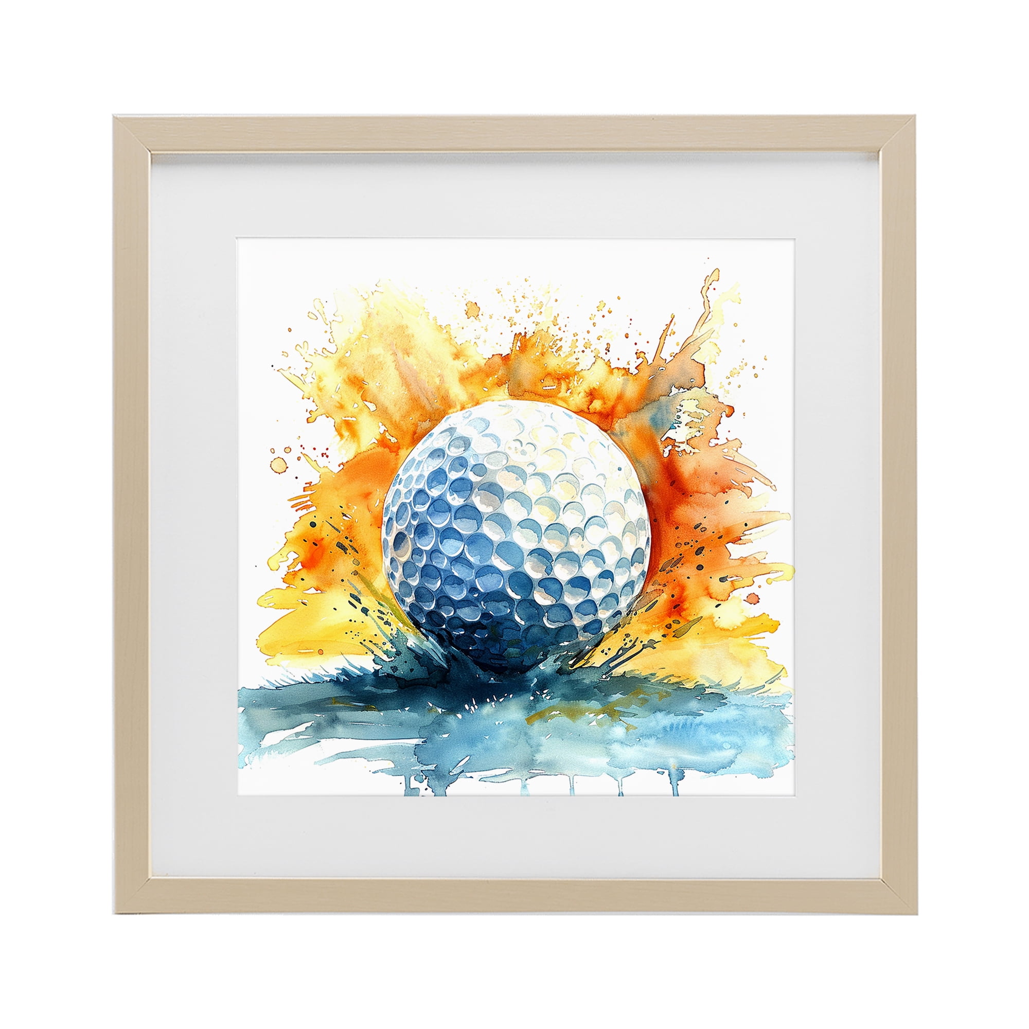 Stupell Industries Golf Splash Watercolor Burst Birch Framed Print Under Glass, design by LSR Design Studio