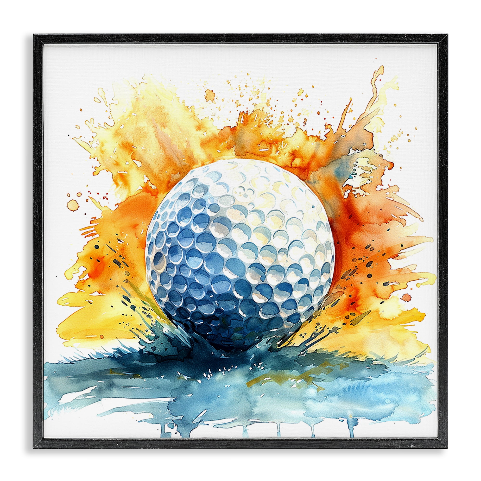 Stupell Industries Golf Splash Watercolor Burst Black Framed Giclee Art, design by LSR Design Studio